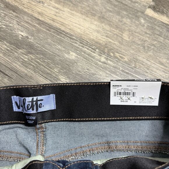 Vylette Sculpt Skinny Jeans Women’s 11 30W Indigo Stretch Denim Mid Rise NWT - Picture 11 of 13